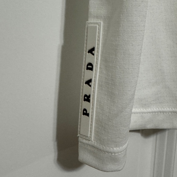 Prada Short Sleeved Athletic Workout White Shirt NWT Rare White Prada Logo - Picture 2 of 5